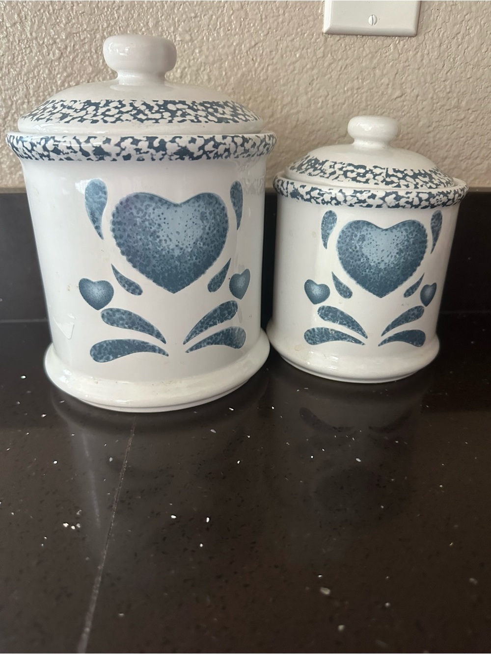 Blue Heart Ceramic Canister Set - 2 Piece